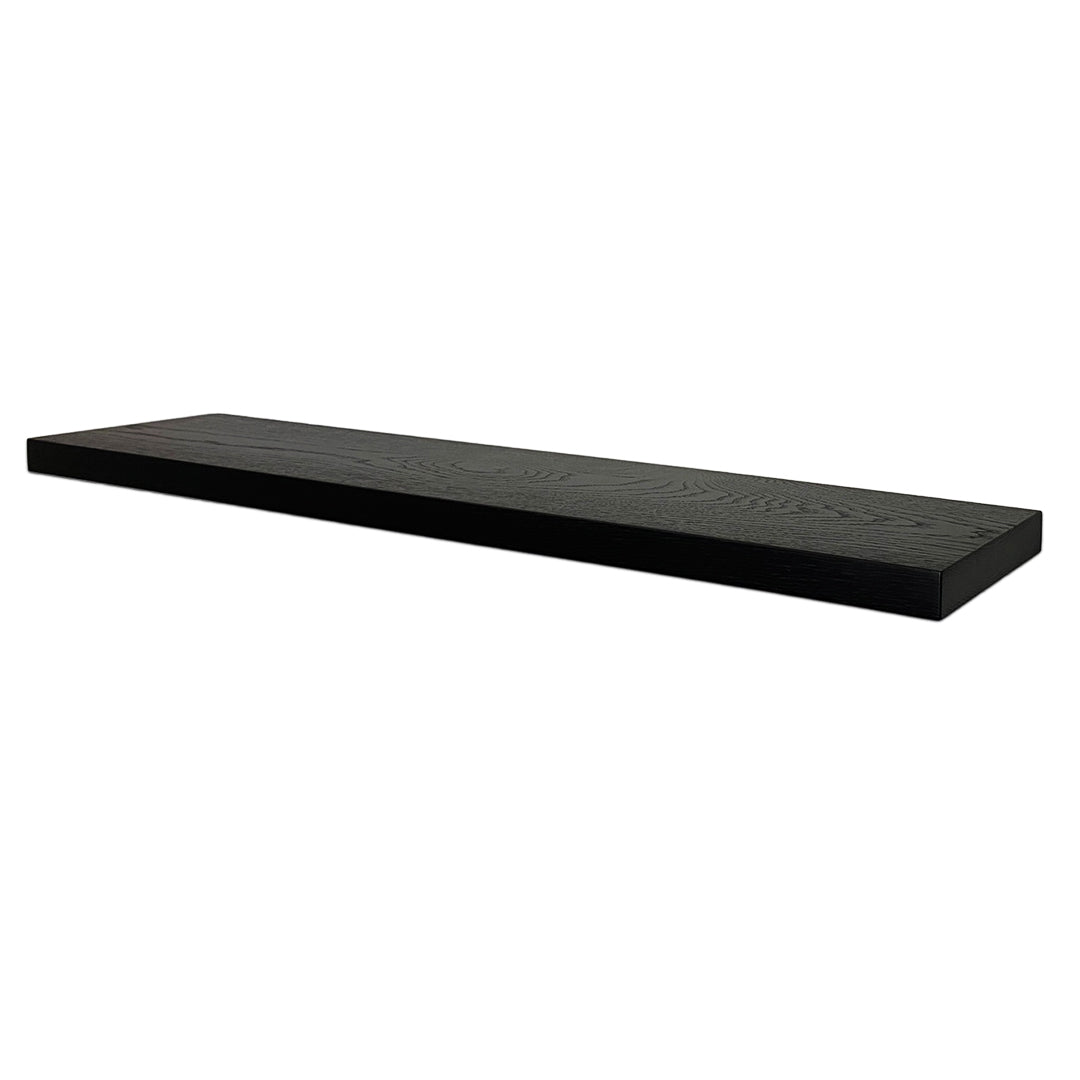 Linear Floating Timber Shelf In Black American Oak 30mm Thickness